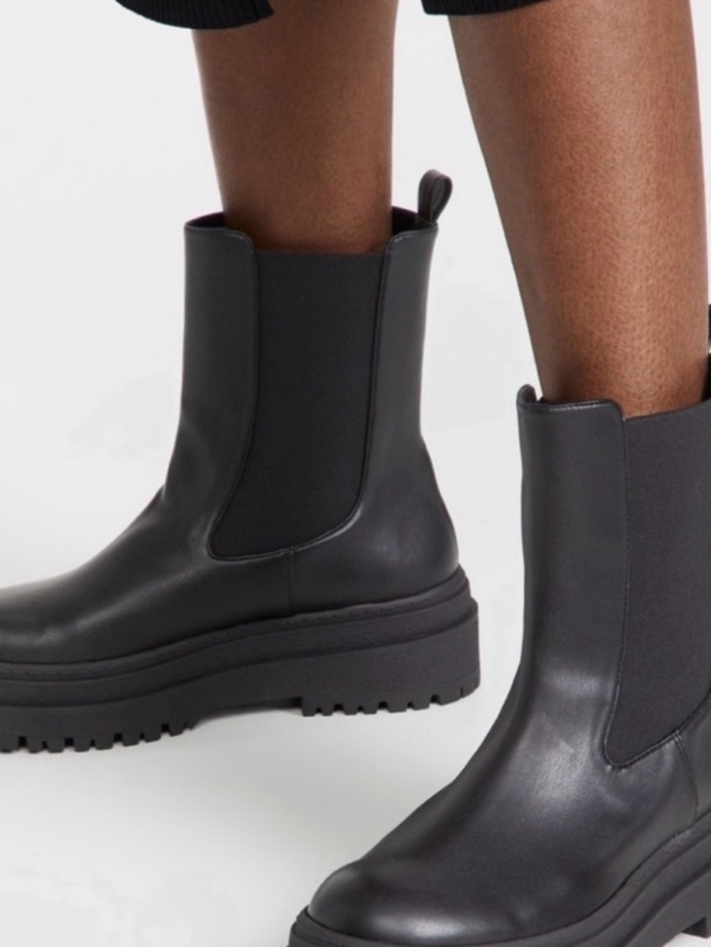 Good American  black leather Chelsea  Boots - Women NWB